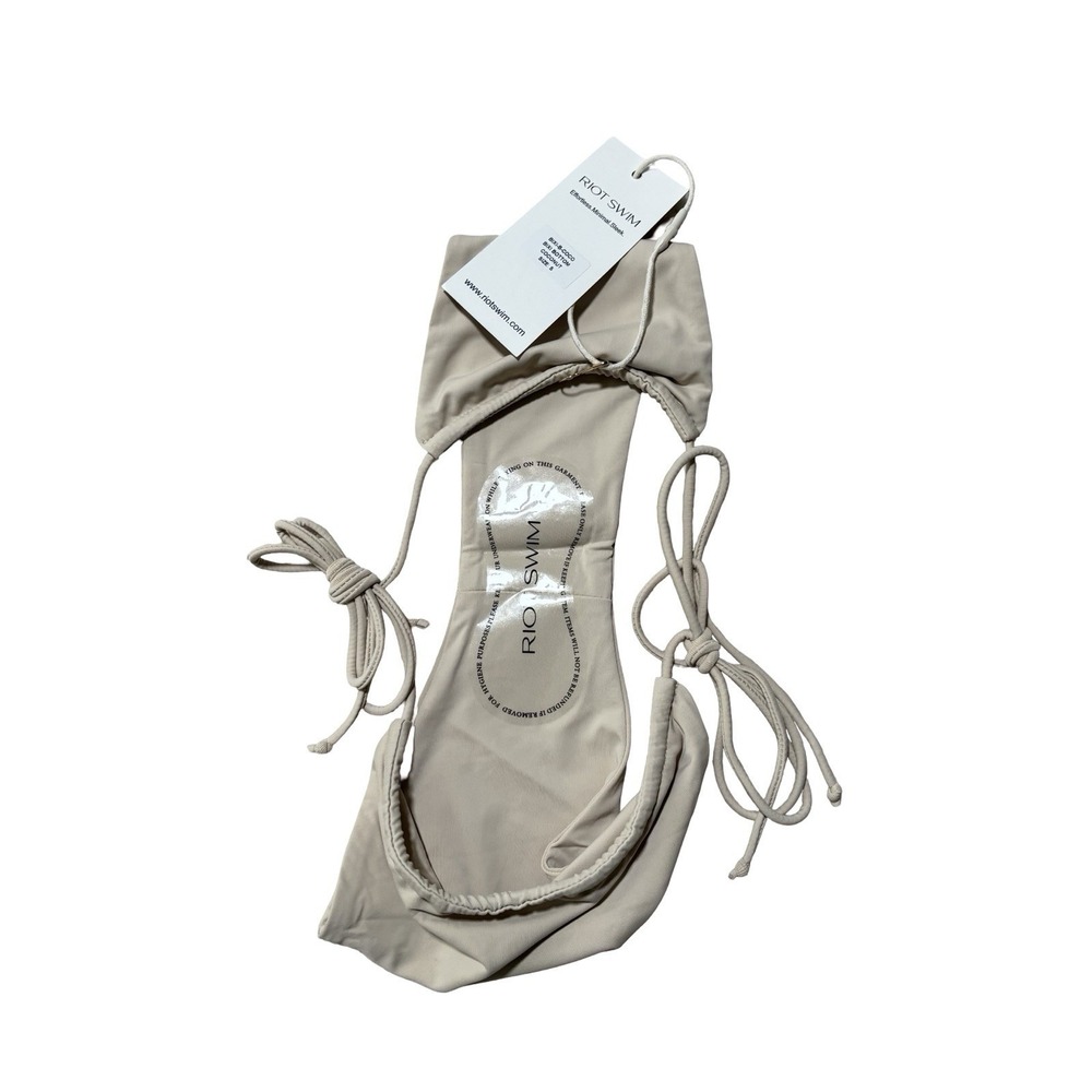 NWT Riot Swim Bixi Bikini Bottom Coconut Beige Side‎ Tie Size Small - Picture 3 of 4